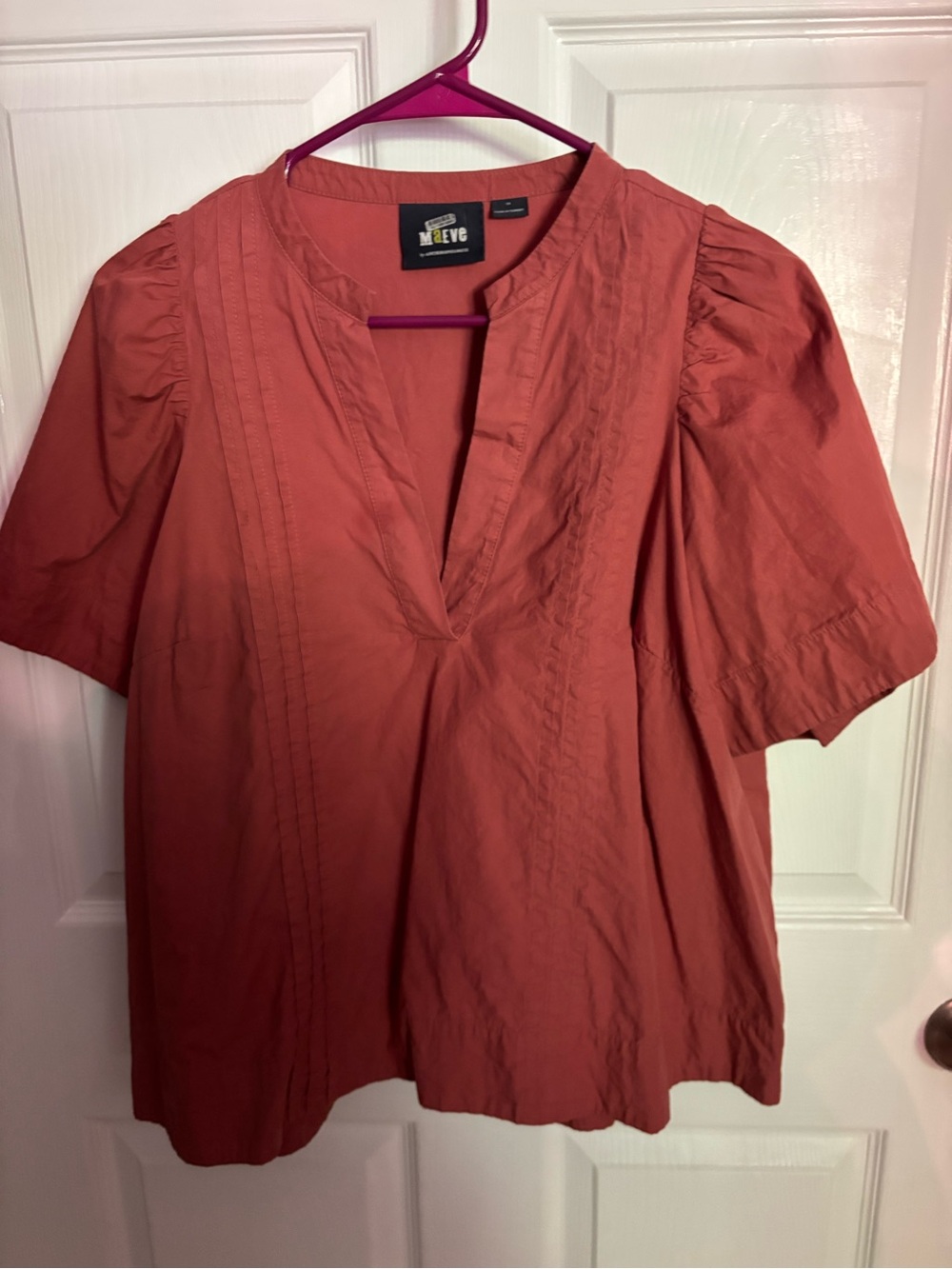 Anthropologie Maeve Poplin Pintuck blouse size 1x rose color - Picture 4 of 8